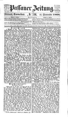 Passauer Zeitung Mittwoch 16. September 1868