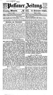 Passauer Zeitung Dienstag 22. September 1868