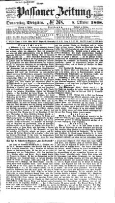 Passauer Zeitung Donnerstag 8. Oktober 1868