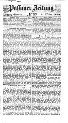 Passauer Zeitung Dienstag 13. Oktober 1868