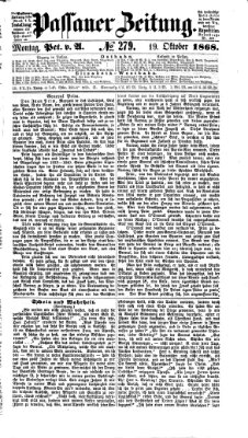 Passauer Zeitung Montag 19. Oktober 1868