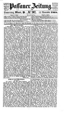 Passauer Zeitung Donnerstag 12. November 1868