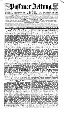 Passauer Zeitung Dienstag 22. Dezember 1868