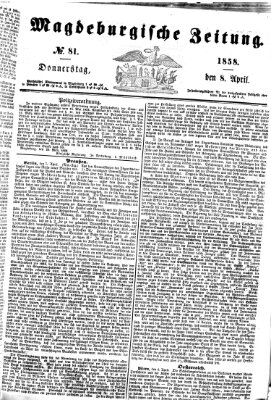 Magdeburgische Zeitung Donnerstag 8. April 1858