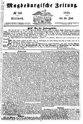 Magdeburgische Zeitung Mittwoch 23. Juni 1858