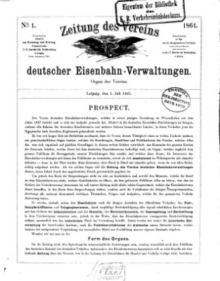 Zeitung des Vereins Deutscher Eisenbahnverwaltungen (Eisenbahn-Zeitung) Montag 1. Juli 1861