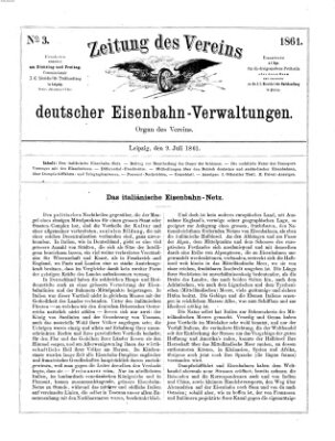 Zeitung des Vereins Deutscher Eisenbahnverwaltungen (Eisenbahn-Zeitung) Dienstag 9. Juli 1861