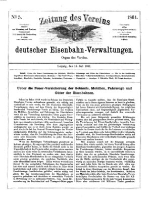 Zeitung des Vereins Deutscher Eisenbahnverwaltungen (Eisenbahn-Zeitung) Dienstag 16. Juli 1861