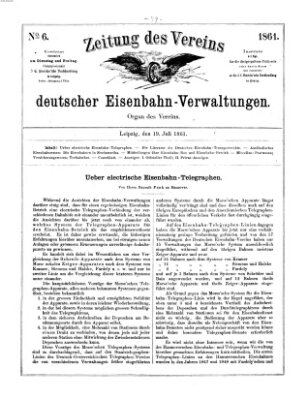 Zeitung des Vereins Deutscher Eisenbahnverwaltungen (Eisenbahn-Zeitung) Freitag 19. Juli 1861