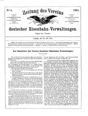 Zeitung des Vereins Deutscher Eisenbahnverwaltungen (Eisenbahn-Zeitung) Freitag 26. Juli 1861