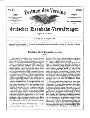 Zeitung des Vereins Deutscher Eisenbahnverwaltungen (Eisenbahn-Zeitung) Dienstag 6. August 1861