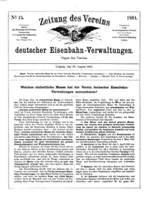 Zeitung des Vereins Deutscher Eisenbahnverwaltungen (Eisenbahn-Zeitung) Dienstag 20. August 1861