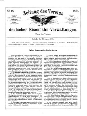 Zeitung des Vereins Deutscher Eisenbahnverwaltungen (Eisenbahn-Zeitung) Freitag 30. August 1861