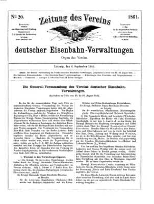 Zeitung des Vereins Deutscher Eisenbahnverwaltungen (Eisenbahn-Zeitung) Freitag 6. September 1861