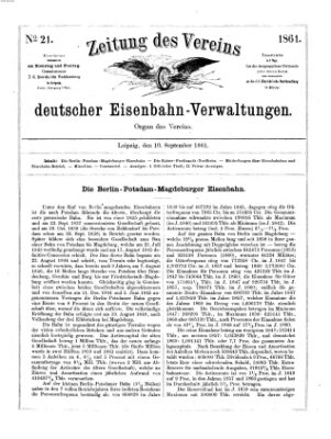 Zeitung des Vereins Deutscher Eisenbahnverwaltungen (Eisenbahn-Zeitung) Dienstag 10. September 1861