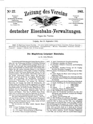 Zeitung des Vereins Deutscher Eisenbahnverwaltungen (Eisenbahn-Zeitung) Freitag 13. September 1861