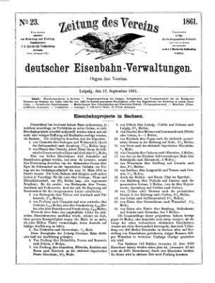 Zeitung des Vereins Deutscher Eisenbahnverwaltungen (Eisenbahn-Zeitung) Dienstag 17. September 1861