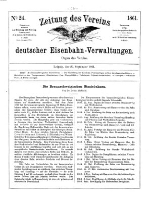 Zeitung des Vereins Deutscher Eisenbahnverwaltungen (Eisenbahn-Zeitung) Freitag 20. September 1861