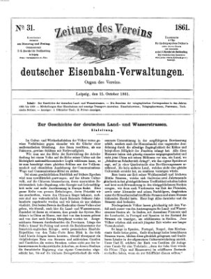 Zeitung des Vereins Deutscher Eisenbahnverwaltungen (Eisenbahn-Zeitung) Dienstag 15. Oktober 1861