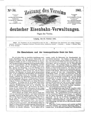 Zeitung des Vereins Deutscher Eisenbahnverwaltungen (Eisenbahn-Zeitung) Freitag 25. Oktober 1861