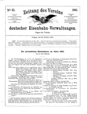 Zeitung des Vereins Deutscher Eisenbahnverwaltungen (Eisenbahn-Zeitung) Dienstag 29. Oktober 1861