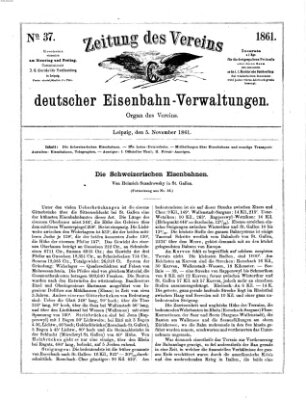 Zeitung des Vereins Deutscher Eisenbahnverwaltungen (Eisenbahn-Zeitung) Dienstag 5. November 1861