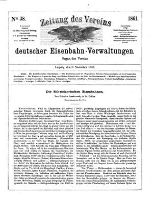 Zeitung des Vereins Deutscher Eisenbahnverwaltungen (Eisenbahn-Zeitung) Freitag 8. November 1861