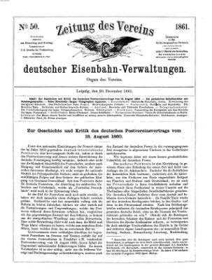 Zeitung des Vereins Deutscher Eisenbahnverwaltungen (Eisenbahn-Zeitung) Freitag 20. Dezember 1861