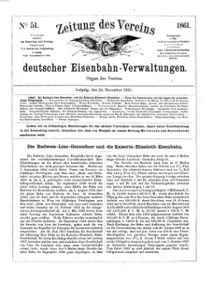 Zeitung des Vereins Deutscher Eisenbahnverwaltungen (Eisenbahn-Zeitung) Dienstag 24. Dezember 1861