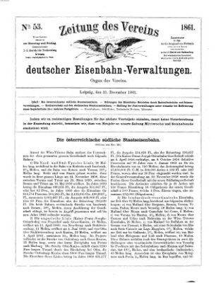 Zeitung des Vereins Deutscher Eisenbahnverwaltungen (Eisenbahn-Zeitung) Dienstag 31. Dezember 1861