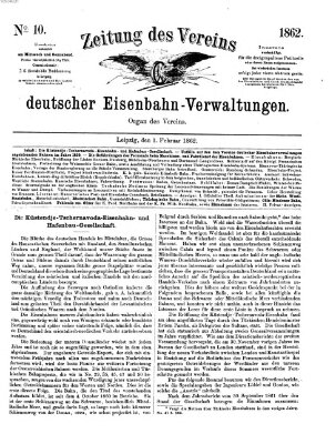 Zeitung des Vereins Deutscher Eisenbahnverwaltungen (Eisenbahn-Zeitung) Samstag 1. Februar 1862