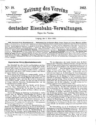 Zeitung des Vereins Deutscher Eisenbahnverwaltungen (Eisenbahn-Zeitung) Samstag 1. März 1862