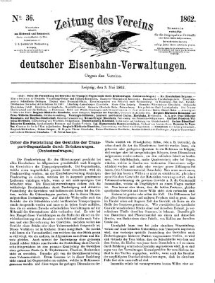 Zeitung des Vereins Deutscher Eisenbahnverwaltungen (Eisenbahn-Zeitung) Samstag 3. Mai 1862