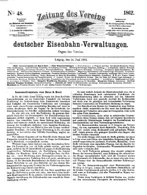 Zeitung des Vereins Deutscher Eisenbahnverwaltungen (Eisenbahn-Zeitung) Samstag 14. Juni 1862