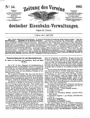 Zeitung des Vereins Deutscher Eisenbahnverwaltungen (Eisenbahn-Zeitung) Samstag 5. Juli 1862