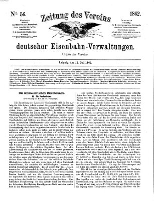 Zeitung des Vereins Deutscher Eisenbahnverwaltungen (Eisenbahn-Zeitung) Samstag 12. Juli 1862