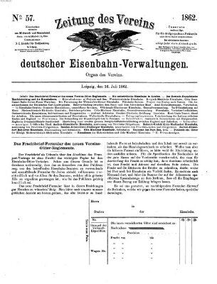 Zeitung des Vereins Deutscher Eisenbahnverwaltungen (Eisenbahn-Zeitung) Mittwoch 16. Juli 1862