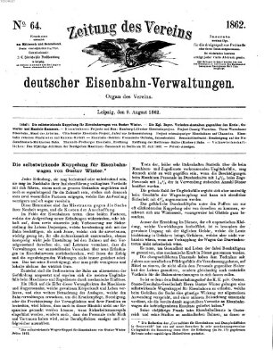 Zeitung des Vereins Deutscher Eisenbahnverwaltungen (Eisenbahn-Zeitung) Samstag 9. August 1862