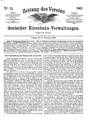 Zeitung des Vereins Deutscher Eisenbahnverwaltungen (Eisenbahn-Zeitung) Mittwoch 10. September 1862