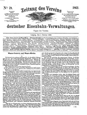 Zeitung des Vereins Deutscher Eisenbahnverwaltungen (Eisenbahn-Zeitung) Mittwoch 1. Oktober 1862