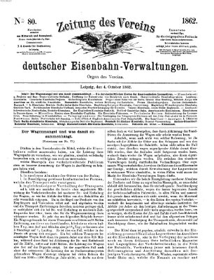 Zeitung des Vereins Deutscher Eisenbahnverwaltungen (Eisenbahn-Zeitung) Samstag 4. Oktober 1862