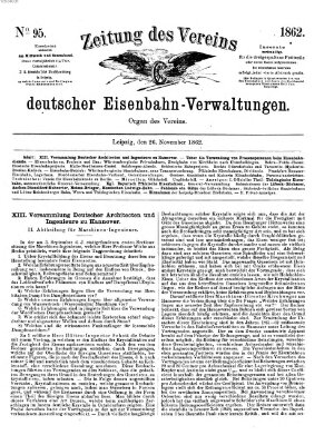 Zeitung des Vereins Deutscher Eisenbahnverwaltungen (Eisenbahn-Zeitung) Mittwoch 26. November 1862