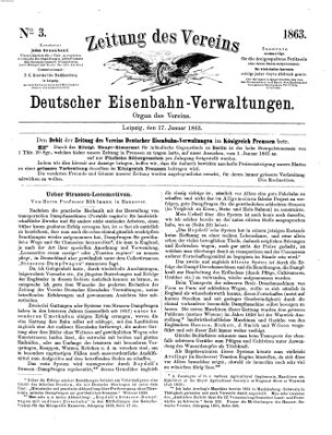 Zeitung des Vereins Deutscher Eisenbahnverwaltungen (Eisenbahn-Zeitung) Samstag 17. Januar 1863