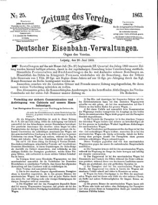 Zeitung des Vereins Deutscher Eisenbahnverwaltungen (Eisenbahn-Zeitung) Samstag 20. Juni 1863