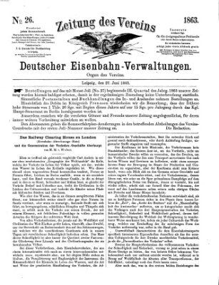 Zeitung des Vereins Deutscher Eisenbahnverwaltungen (Eisenbahn-Zeitung) Samstag 27. Juni 1863