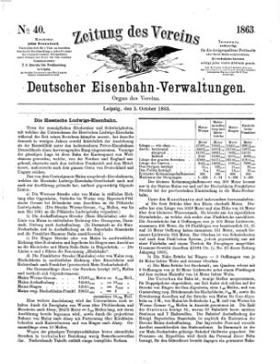 Zeitung des Vereins Deutscher Eisenbahnverwaltungen (Eisenbahn-Zeitung) Samstag 3. Oktober 1863