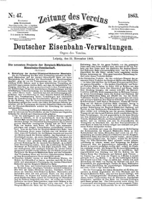 Zeitung des Vereins Deutscher Eisenbahnverwaltungen (Eisenbahn-Zeitung) Samstag 21. November 1863