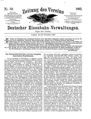 Zeitung des Vereins Deutscher Eisenbahnverwaltungen (Eisenbahn-Zeitung) Samstag 26. Dezember 1863