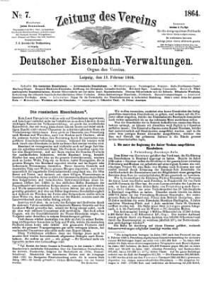 Zeitung des Vereins Deutscher Eisenbahnverwaltungen (Eisenbahn-Zeitung) Samstag 13. Februar 1864