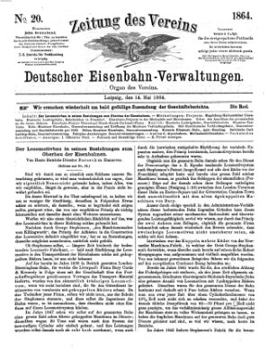 Zeitung des Vereins Deutscher Eisenbahnverwaltungen (Eisenbahn-Zeitung) Samstag 14. Mai 1864